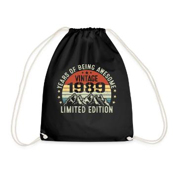Geschenk zur Feier Ihres Geburtsjahres 1989 - Turnbeutel - Schwarz - Vorne