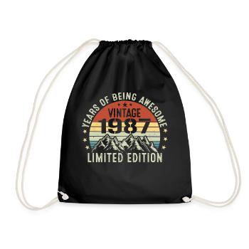 Gift to Celebrate Your Birth Year 1987 - Drawstring Bag - black - Front