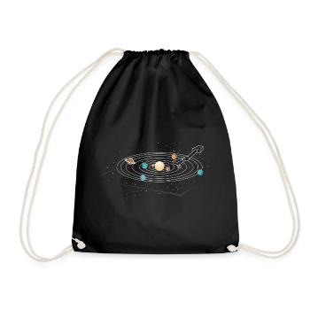 Turntable Vinyl Retro 70's 80's Planet - Drawstring Bag - black - Front