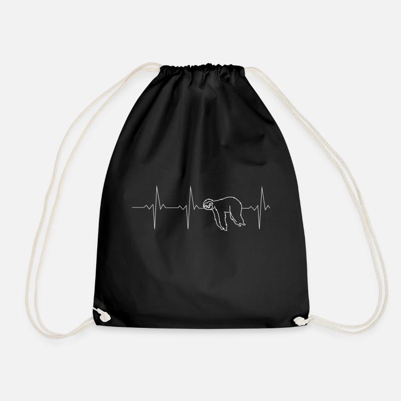 Heartbeat heartbeat frequency sloth white - Drawstring Bag - black