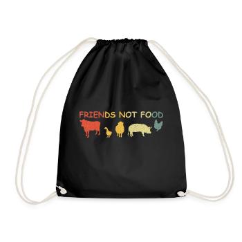 Friends not Food Vintage Retro - Drawstring Bag - black - Front