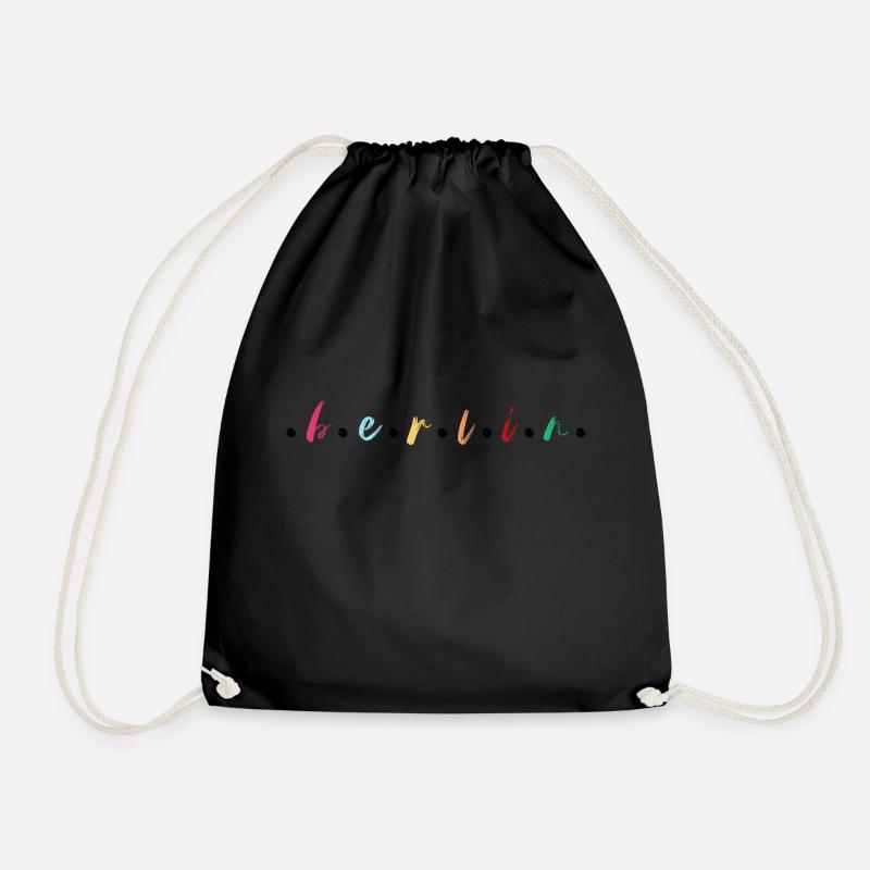 Berlin lettering Rainbow 2 - Drawstring Bag - black