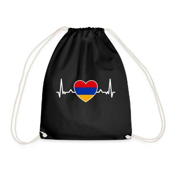 Armenia Armenia Flag Armenian Heart Armenian - Drawstring Bag - black - Front