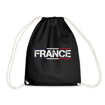 FRANKREICH Flagge und Emblem von Frankreich. Ertragen - Turnbeutel - Schwarz - Vorne