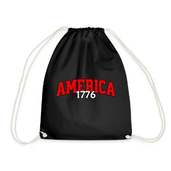 American USA Freedom Justice Fighter Abe 1776 - Drawstring Bag - black - Front