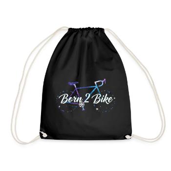 "Born 2 Bike" Himmlisches Fahrraddesign - Turnbeutel - Schwarz - Vorne