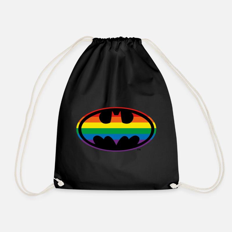 Justice League Batman Rainbow Logo - Drawstring Bag - black