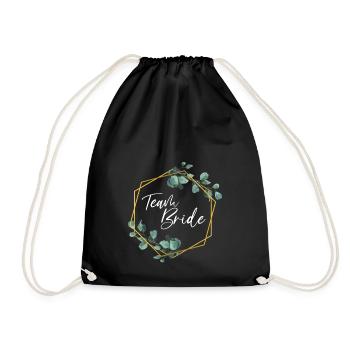 Team Bride JGA Women Modern Flower - Drawstring Bag - black - Front