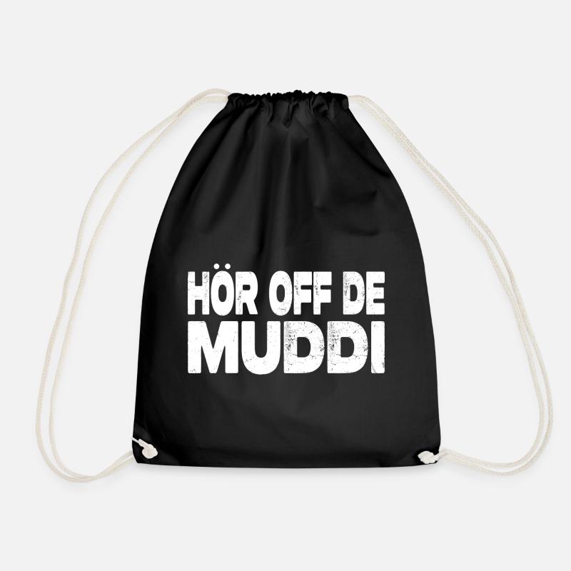 Hör Off De Muddi - Lustiger Ossi Spruch - Turnbeutel - Schwarz
