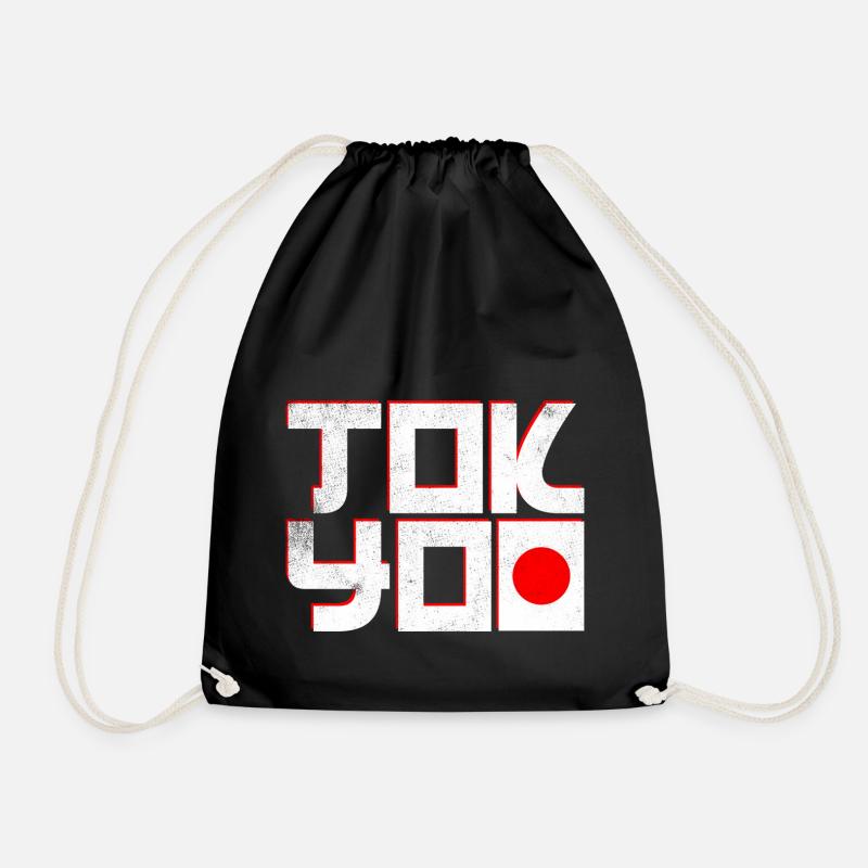 Tokyo Japan - Drawstring Bag - black