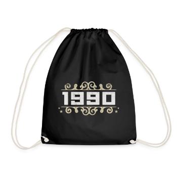 Jahrgang 1990 Retro Geburtstag 1990 Vintage 1990 - Turnbeutel - Schwarz - Vorne