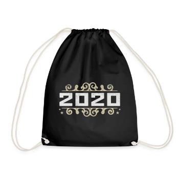 Jahrgang 2020 Retro Geburtstag 2020 Vintage 2020 - Turnbeutel - Schwarz - Vorne
