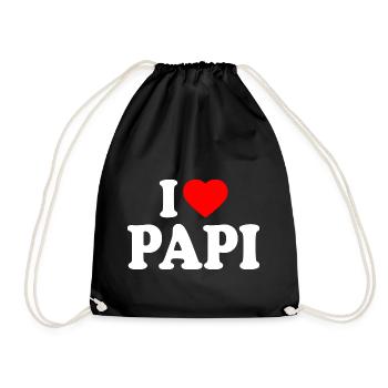 I love papi - Drawstring Bag - black - Front