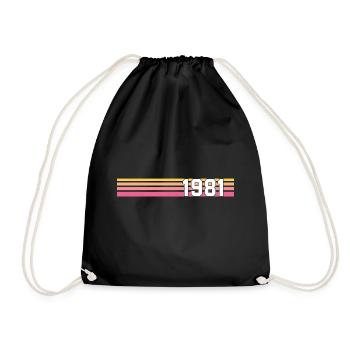 retro gift 1981 - Drawstring Bag - black - Front