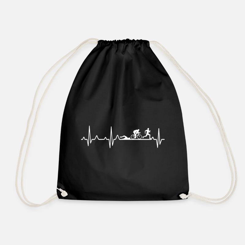 Triathlon heartbeat triathlete heartbeat - Drawstring Bag - black