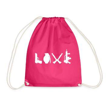 LOVE Banksy Waffen Typografie Street Art - Turnbeutel - Fuchsia - Vorne