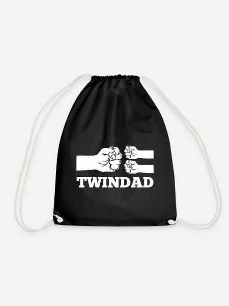 Twin Dad Father Father's Day Fist Saying - Drawstring Bag - black