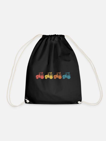 Retro Traktor T-Shirt für Landwirt - Turnbeutel - Schwarz