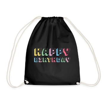 Happy Birthday Greeting Gift Idea - Drawstring Bag - black - Front