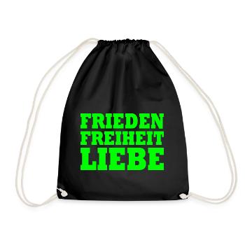Frieden freiheit liebe - Turnbeutel - Schwarz - Vorne