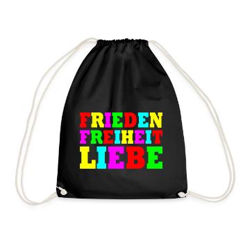 Frieden freiheit liebe - Turnbeutel - Schwarz - Vorne