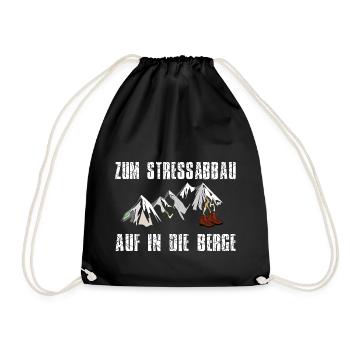 Zum Stressabbau Auf in den Bergen - Turnbeutel - Schwarz - Vorne