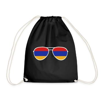 Armenia Armenien Sonnenbrille Armenian Flagge Flag - Turnbeutel - Schwarz - Vorne