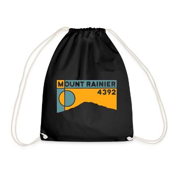 Mount Rainier Hiking Climb Keepsake Gift - Drawstring Bag - black - Front