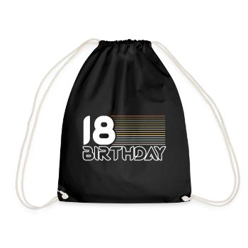 18 Birthday vintage retro Streifen Motiv - Turnbeutel - Schwarz - Vorne