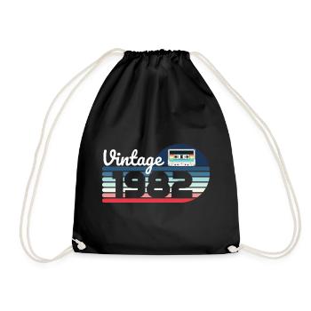 Vintage 1982 birth in 1982 gift man woman - Drawstring Bag - black - Front