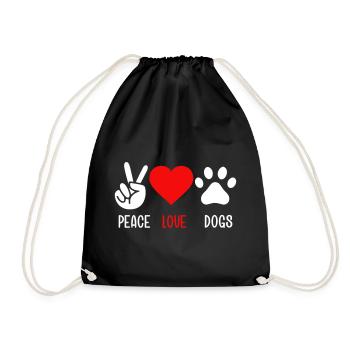 Frieden Liebe Hunde - Turnbeutel - Schwarz - Vorne