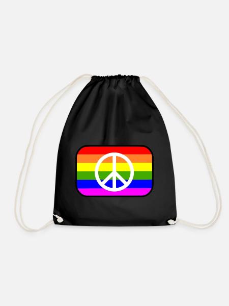 Signe de paix sur le drapeau arc-en-ciel LGBT - Sac de sport léger - noir
