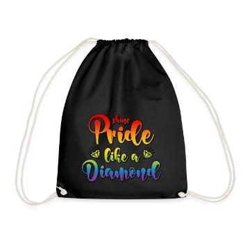 LGBT CSD Spruch Diamant Shine Pride Like A Diamond - Turnbeutel - Schwarz - Vorne