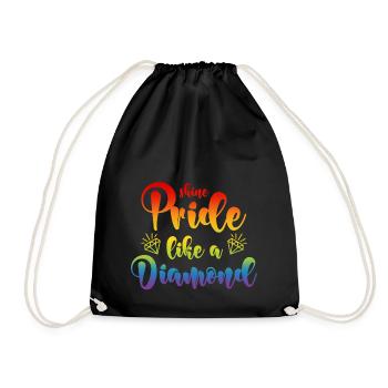 LGBT Diamant Spruch Shine Pride Like A Diamond - Turnbeutel - Schwarz - Vorne