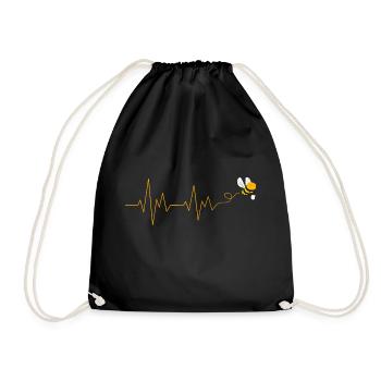 Beekeeper heartbeat gift beekeeping beekeeping - Drawstring Bag - black - Front