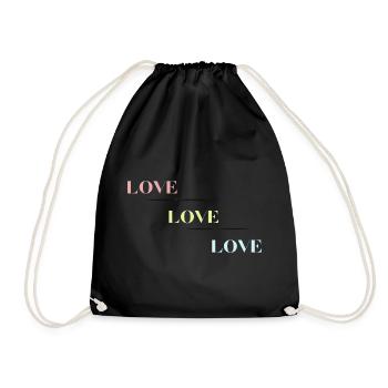 LOVE LOVE LOVE - Turnbeutel - Schwarz - Vorne