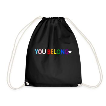 You Belong Gay Pride LGBT Support Respect Trans - Drawstring Bag - black - Front