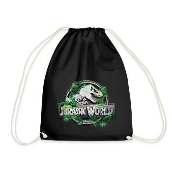 Jurassic World Logo Mit T-Rex Und Bäumen - Turnbeutel - Schwarz - Vorne