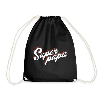 Superpapa Vintage retro Vatertag Spruch - Turnbeutel - Schwarz - Vorne