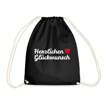 Herzlichen Glückwunsch Geburtstagsgruß - Turnbeutel - Schwarz - Vorne