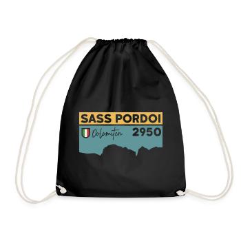 Sass Pordoi Hiking Pordoi Peak Sella Dolomites - Drawstring Bag - black - Front