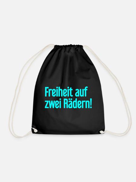 Freedom on Two Wheels - Cyclist Design - Drawstring Bag - black