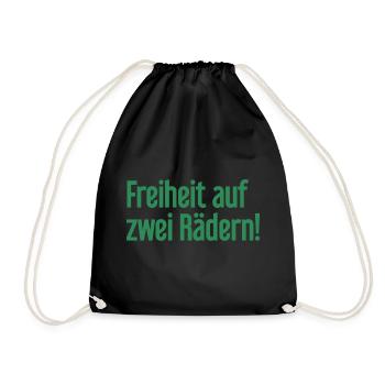 Freedom on Two Wheels - Cyclist Design - Drawstring Bag - black - Front