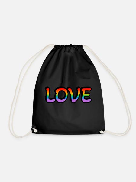 Retro Regenbogen Liebe - Turnbeutel - Schwarz