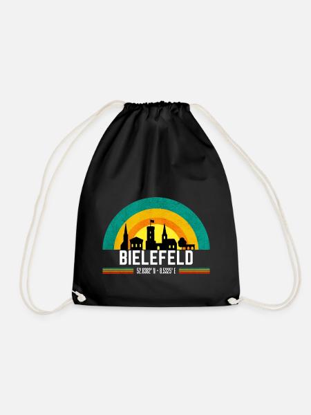 Bielefeld Retro Skyline Koordinaten Sparrenburg - Turnbeutel - Schwarz