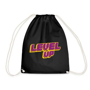 Level Up Gaming Shirt Gambling Retro Birthday - Drawstring Bag - black - Front
