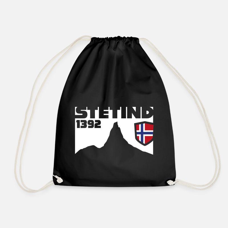 Stetind Norge Norwegian Flag Mountain Climber - Drawstring Bag - black