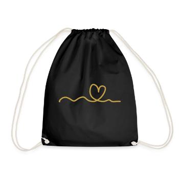 yellow heart - Drawstring Bag - black - Front