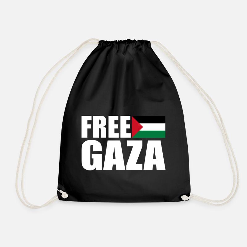 Free gaza - Drawstring Bag - black