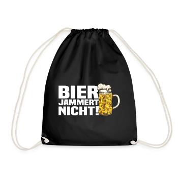 Bier Jammert Nicht! Lustiger Bier Spruch - Turnbeutel - Schwarz - Vorne